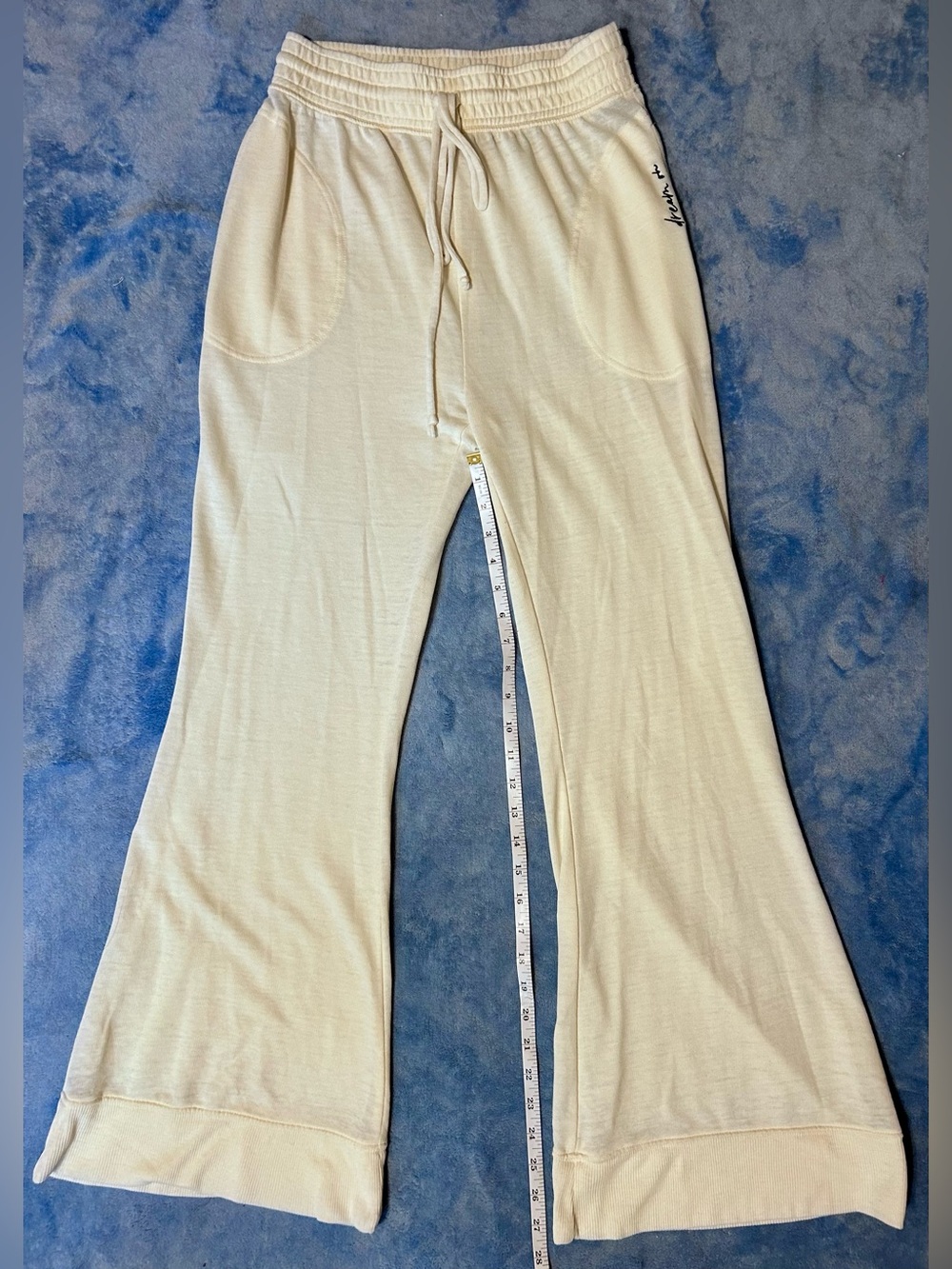 Free People Intimately Cream Cotton Blend Flared Lounge Pants